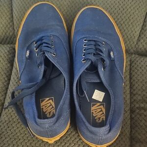 Vans Men's Blue Sneakers with Tan Sole